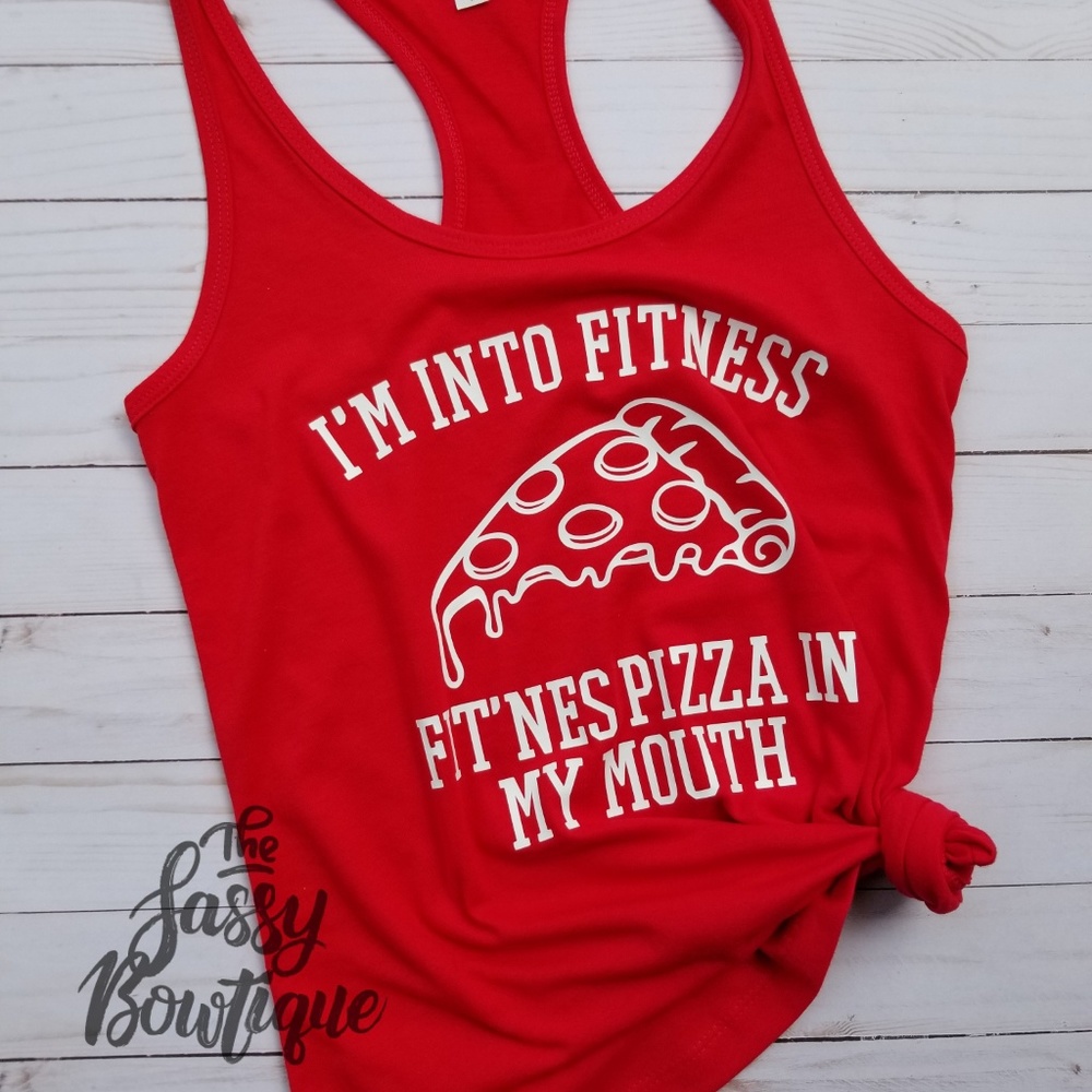 Fitness Pizza Workout Racerback Tank
